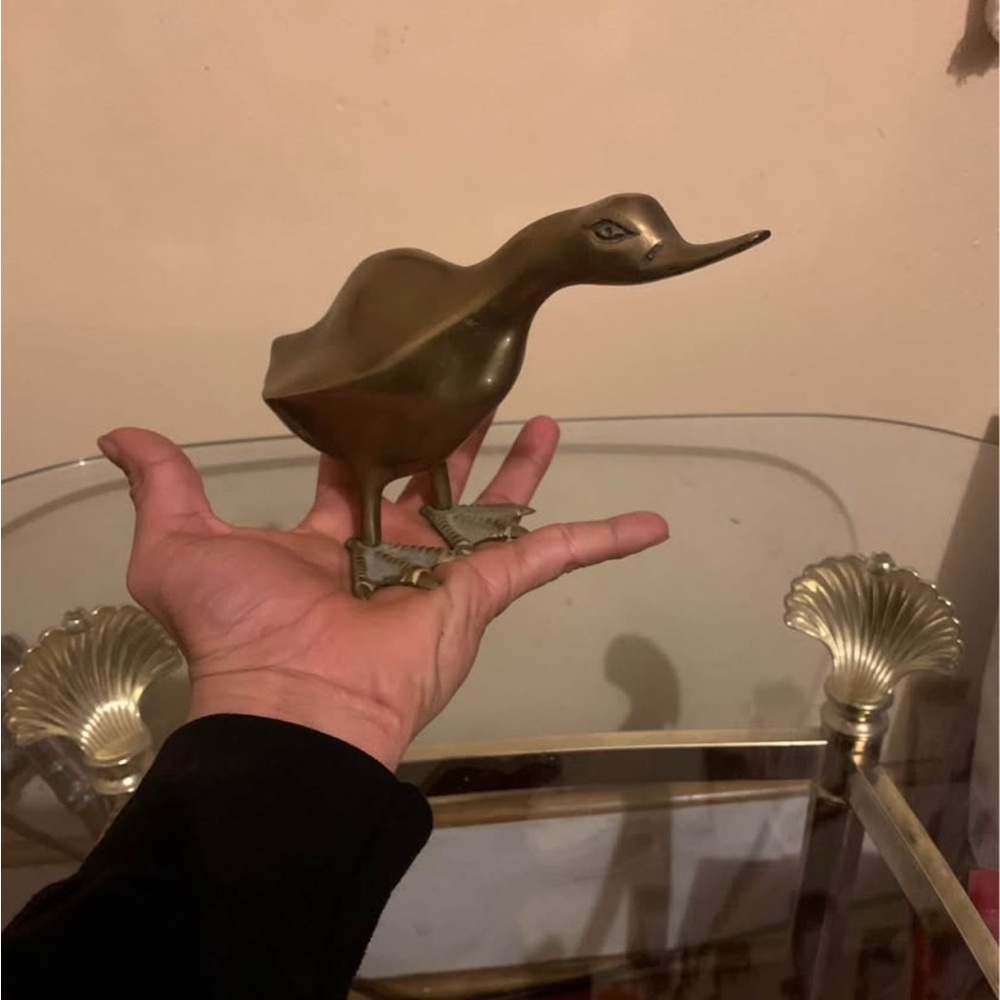 MCM brass duck figure